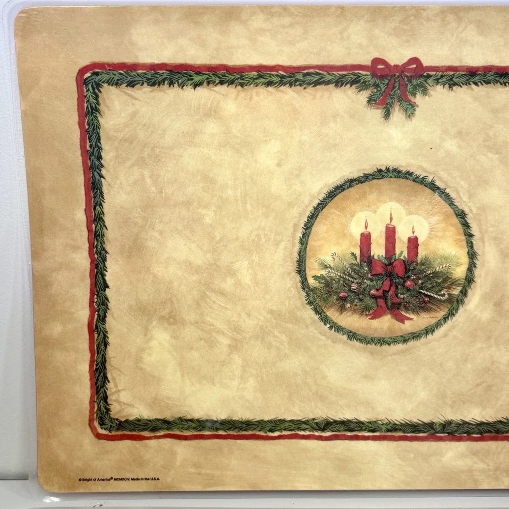 VTG Bright of America Christmas Placemats Set of 4 Reversible USA Holiday Table